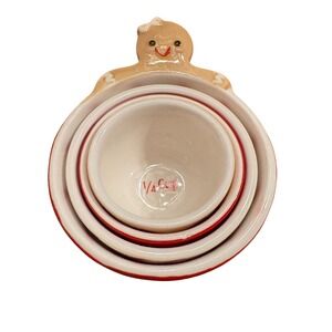 Christmas Gingerbread Man Measuring Nesting Cups Set Stoneware Baking‎ Kitchen